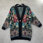 Vintage Southern Lady Floral Knit Cardigan Sweater Cottage Grandma Women Medium Black Photo 0
