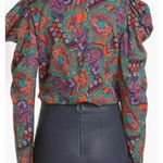 Veronica Beard NWT Simmons Paisley Floral Silk Blend Top Flame Red Multi Size 4 Photo 3