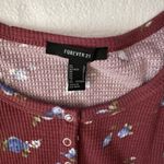 Forever 21 Thermal Floral Top Large Snap Button Long Sleeve Waffle Knit Warm Photo 2