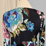 Veronica M Women Floral Print Long Flared Sleeve Stretchy Tunic Top Size XS Black Photo 6