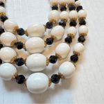 Black White Gold Fauceted Bead 3 Strand Necklace Womens Costume Jewelry Classic Photo 1