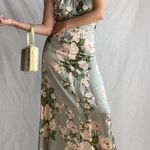 Reformation  Green Floral Silk Dress Photo 0