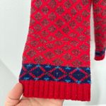 Vintage Field Gear Bright Red 100% Lambswool Fair Isle Quarter Zip Cabincore Size L Photo 2