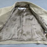 ZARA  Women Cropped Linen Blend Blazer Jacket S Neutral Khaki Minimalist Business Photo 6