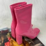 Cape Robbin Belinda Pink Faux Patent Leather Chunky Block Heel Ankle Booties Size 9 Photo 3