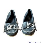 Minnetonka Navy Blue Moccasin Slip On Leather Suede Shoes 8.5 Photo 2