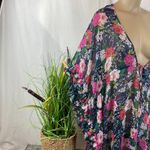 Jessica Simpson  Green Multi Color Floral Print Sheer Short Sleeve Swim Cover Top Photo 3