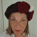 French Style Black Beret with Red Bow Pearl Ribbon Bow NWOT Photo 1