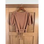 Everlane Organic Cotton Puff Sleeve Button Sweater Top in Rust Women’s sz Medium Photo 6