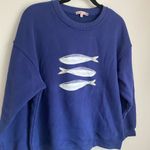 Coastal Fish Sweatshirt Blue Oversized Med Scandigirl Heritage Fisherman Cozy Photo 1