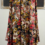 Umgee Womens Size Large Black Floral Bell Sleeve Pullover Dress Photo 0