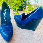 Alice + Olivia Saffi Blue Suede Wedge Platform Heels size EU 37.5 US 7 Photo 0