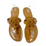 Tory Burch  Tan Caramel Patent Leather Miller Classic Designer Logo Sandals Sz 9 Photo 1
