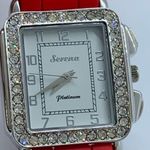 Serena platinum women’s watch 33mm silver tone crystals watch red running Photo 1