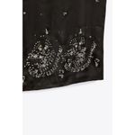 ZARA NWT Woman LIMITED EDITION Satin Effect Jewel Trim Black midi Skirt Size XS Photo 5