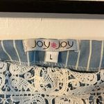 Joy Joy Cold Shoulder Blue and White Lace Blouse Size Large Photo 3