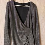 DKNY  Women’s Long Sleeve Elegant Black Silver Glitter Dress Sz 10 NWT Photo 2
