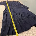 Alex Marie  Lace Chiffon Knee Length Pleated Dress 3/4 Sleeve Navy Women’s Size 6 Photo 7