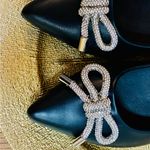 SM New York pointed toe silver bow black ballerina flats shoes Size 9 Photo 2