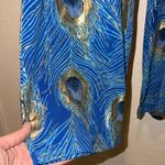 NEW Vintage Deadstock Peacock Feather Print Pants new with tags Blue Photo 3