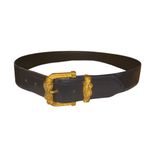 Vintage 90 Ginnie Johansson Black Leather Belt Gold Rope Buckle nautical Coastal Photo 4