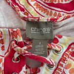 Chico's 1 Lace Up Pink White Paisley Mosaic Shelley Shift Dress Size M Resortwear Photo 6