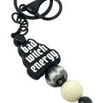 Keychain purse charm Beaded Keychain For Women, Silicone bead Bad Witch Energy Black Photo 0