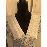 Frederick's of Hollywood Vintage Prairie Dress Size 13 Blue Floral Crochet Collar Photo 3