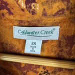 Coldwater Creek  Button‎ Down Shirt Jacket 2X Orange Brown Embellished Paisley Photo 6