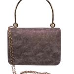 Estee & Lilly Taupe Snap Closure Shimmer Snake Skin Box Clutch Handbag Photo 3