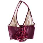 NWT Floerns PU Leather Halter Hook Eye Backless Party Crop Top XS Red Photo 6