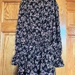 Missguided  - Black Floral Print High Neck Shirred Mini Long Sleeve Dress Photo 4