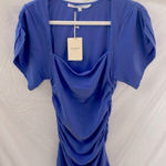 Tularosa Revolve:  Green Nomas Dress- Baja Blue-ruched sides-size L Photo 0