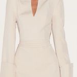 Pretty Little Thing Almond Woven V Neck Blazer Dress Photo 3