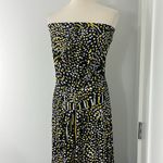 Francesca's  Issa Size 4 Black, Yellow Dotted Silk Strapless Open Back Maxi Dress Photo 10