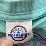 Delta Pro Weight Red White Blue Graphic Print LOVE America Teal T-Shirt Sz L Photo 3
