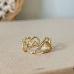 Heart Link Gold Ring Rhinestones Pave Inset Girly Girlhoodcore Feminine Classic Jewelry Photo 0