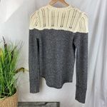 Free People  Gray & Ivory Woven Long sleeve Crochet Accent Sweater M Photo 1