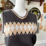 Vintage Fairway Women's Size Small Argyle Sweater Vest Chocolate Brown Earthy Photo 1