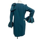 Terri Jon Rickie Freeman Maximalist Dark Green Dress Bell Sleeve Cocktail Size 12 Photo 5