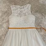 Lulus  Romantic Tale White Lace Skater Dress Size Small With Open Key Hole Back Photo 7