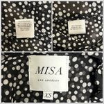 MISA Los Angeles Misa Black White Polka Dot Sheer Button Up Bell Ruffle Sleeve Hi Lo Blouse XS Photo 10