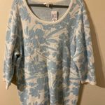 cj banks New‎ NWT  Womens Blue White Floral Scoop Neck Sweater Size 3X $60 Retail Photo 0
