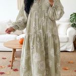 Kinga Csilla Dulce Santorini Linen Maxi Dress in Sage Green Size US 4 Photo 0