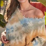 Main Strip  Plus 2X Sweater Oversized Slouchy Tie Dye Distressed V-Neck Chunky Photo 0