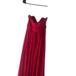 David's Bridal  Red Floral Sleeveless Tiered Beaded‎ Dress Photo 5