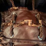 Sabrina Scala Boho Chic Brown Fringe Leather Tote Bag Large Casual Photo 4