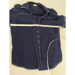 A loves A Dark Navy Blue Utility Tortoiseshell Button-down Short-sleeved Shirt Top M Photo 5