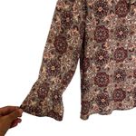 Loft Outlet Boho Ruffle Top Women Medium Bell Sleeve Purple Gray Black V Neck Photo 7