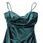 Glare  Green Mini Stretch Dress Mock Cowl‎ Overlay Sample Size Small NEW Photo 2